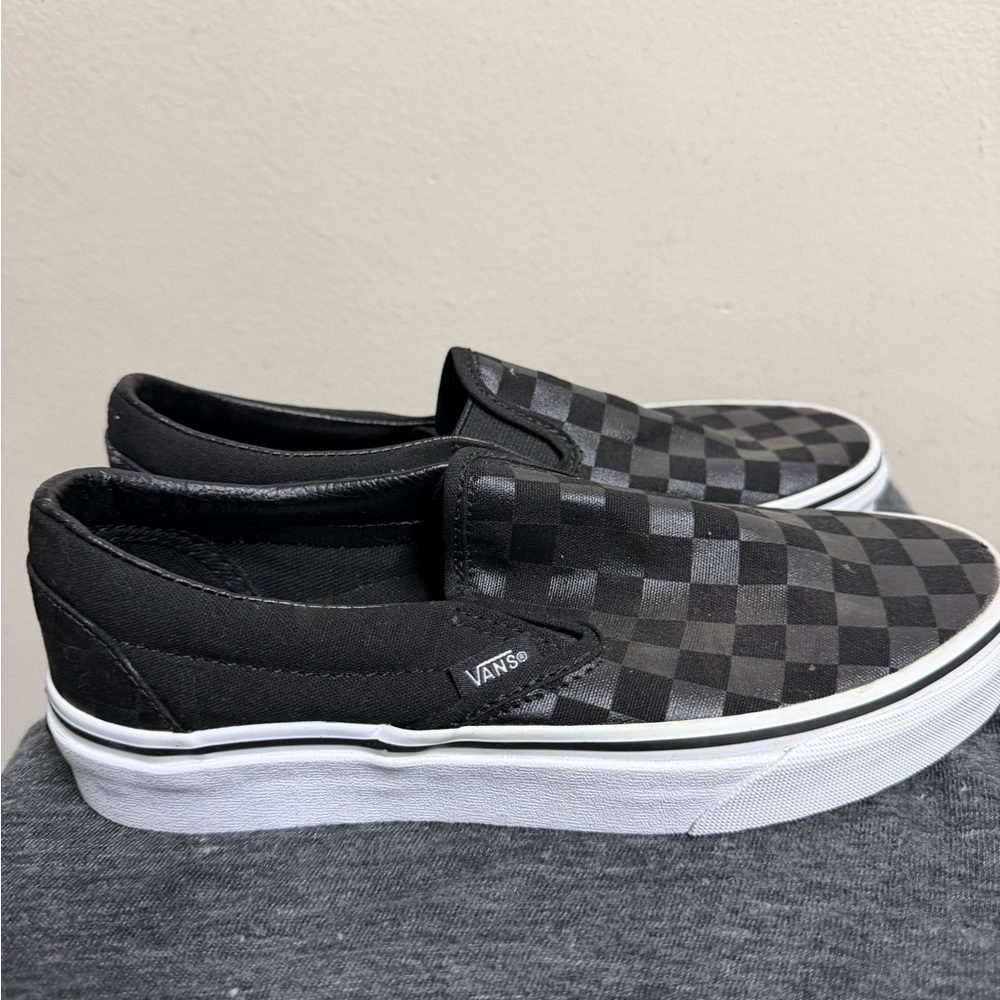 Vans Black Checkerboard Slip-On Loafers - Picture 2 of 9